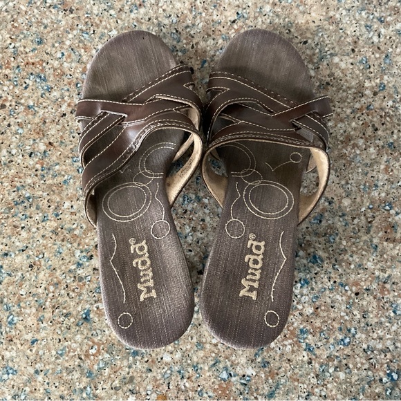 Mudd Brown Y2K Slip On Chunky Sandal Size 8.5 Spring Summer Strappy Vintage - Picture 5 of 5